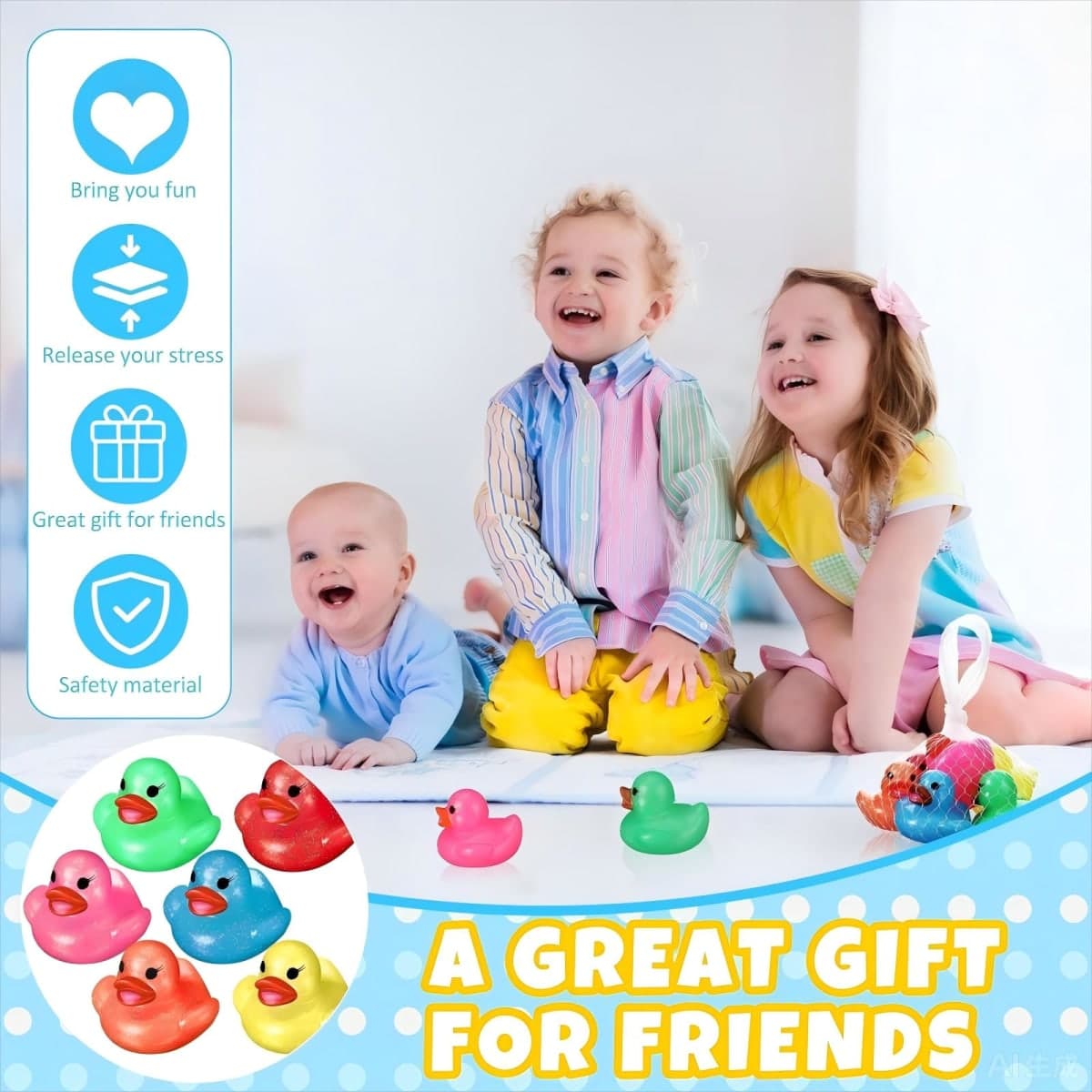 Leitee 24 Pcs Glitter Rubber Duck Assortment Duckies for Kids Colorful Glitter Mini Ducks Neon Color Ducky Bath Toys for Birthday Gifts Baby Shower Decorations Summer Beach Pool Activity Favor 1.6'' thumbnail 5