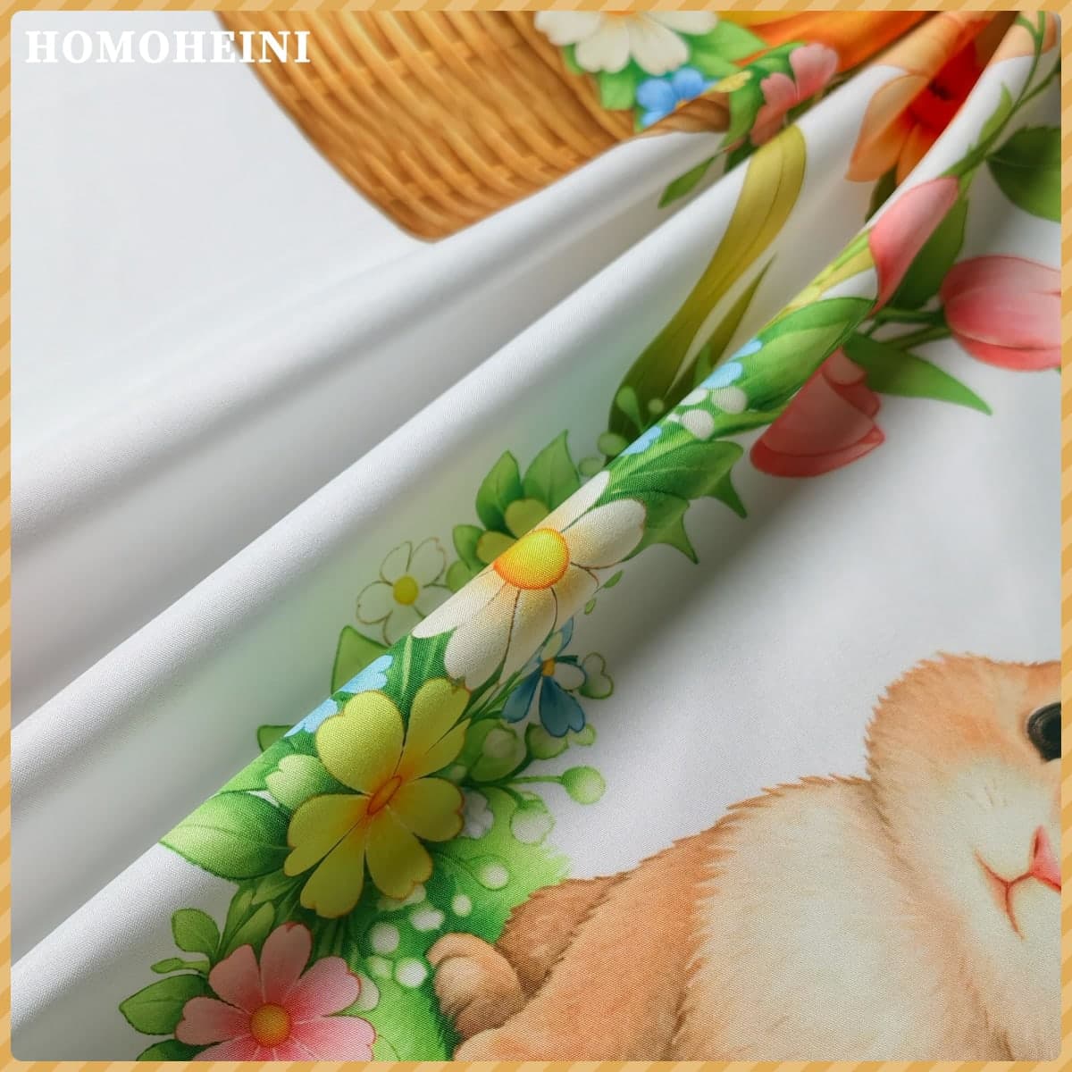 HOMOHEINI Easter Tablecloth 60x120 Inch Rectangular, Spring Tablecloth, Plaid Bunny Egg Washable Table Cover for Party Picnic Dinner Decor,Easter F thumbnail 2
