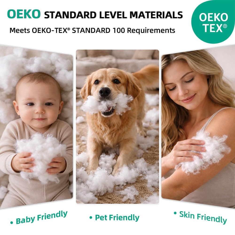 Welacer Pillow Stuffing 3.5oz/100g, Polyfill Stuffing for Stuffed Animals, Crafts, Back Cushions, Cloud Decoration, All-New Material Premium White Polyester Filling for Sewing, Crochet thumbnail 2