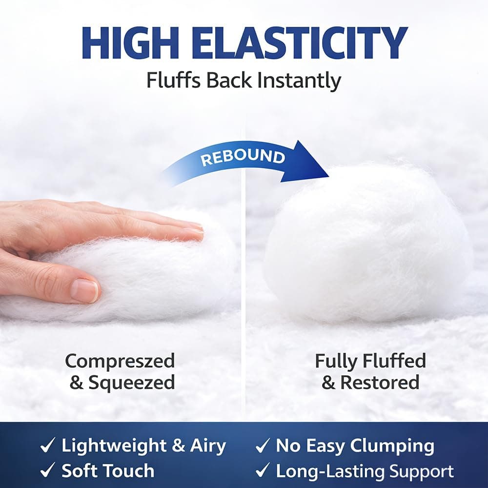 Welacer Pillow Stuffing 3.5oz/100g, Polyfill Stuffing for Stuffed Animals, Crafts, Back Cushions, Cloud Decoration, All-New Material Premium White Polyester Filling for Sewing, Crochet thumbnail 5