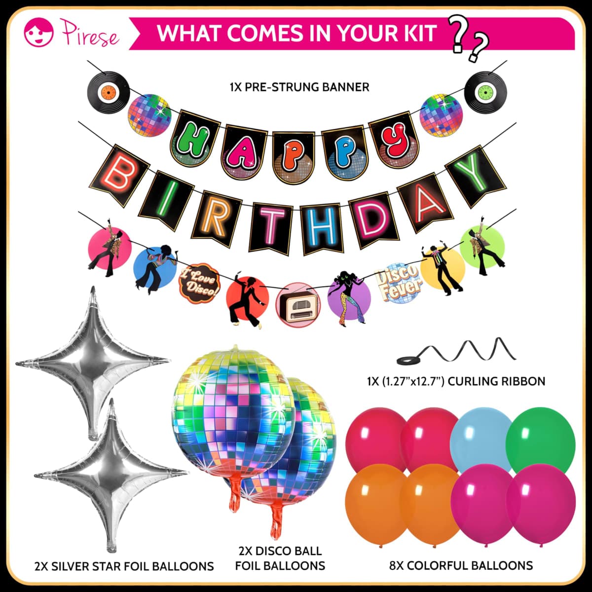 Pirese Disco Birthday Banner, Disco Party Decorations, Disco Birthday Party Decorations | 1970s Party Decorations | 70s Themed Party Decorations | Dance Party Decorations | Let's Boogie Party thumbnail 2