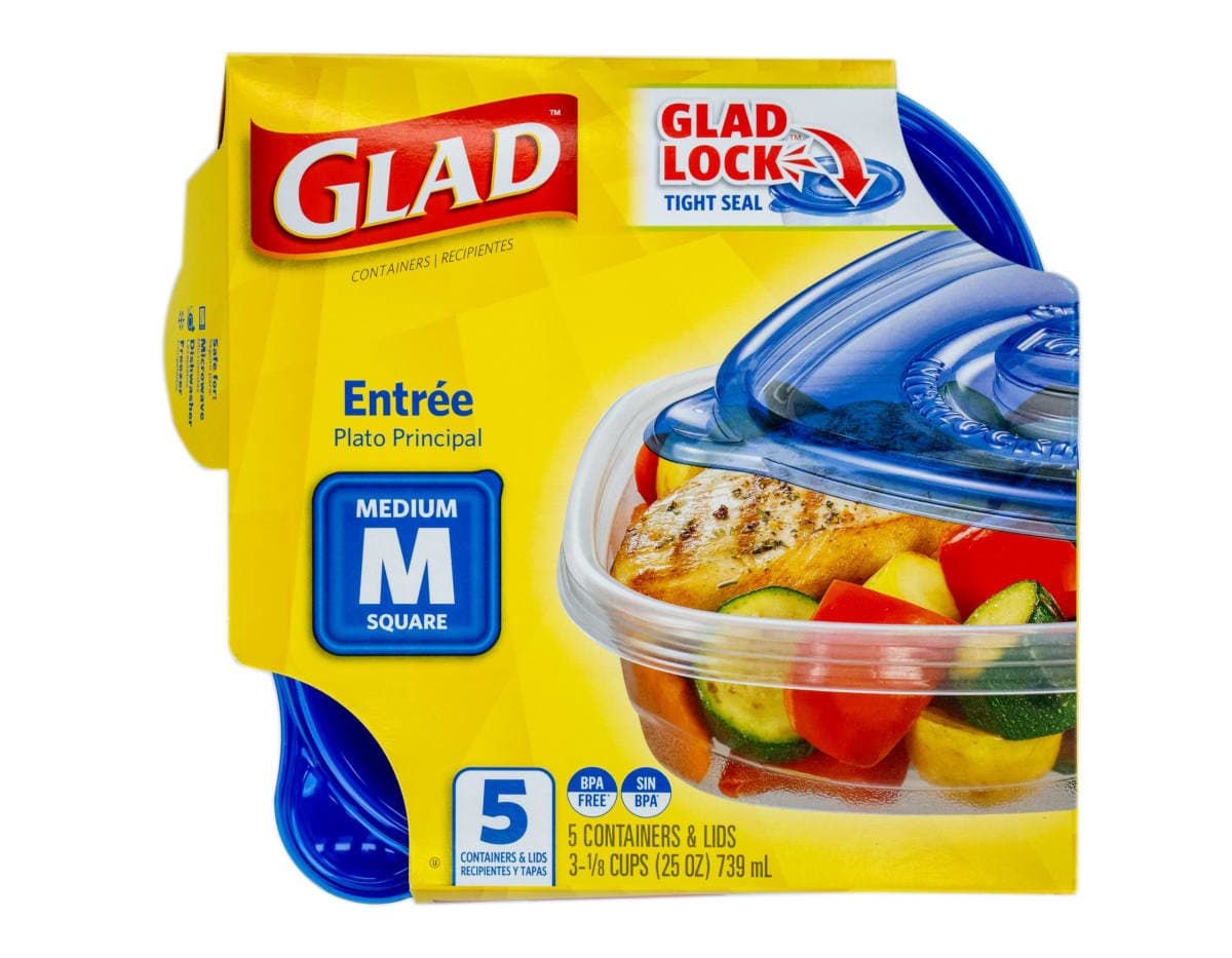 Glad GladWare Entree Food Storage Containers with Lids, Medium Square BPA Free Plastic for Meal Prep and Lunches, Lock Tight Seal, Microwave and Dishwasher Safe, 25 Oz, 5 Count thumbnail 3