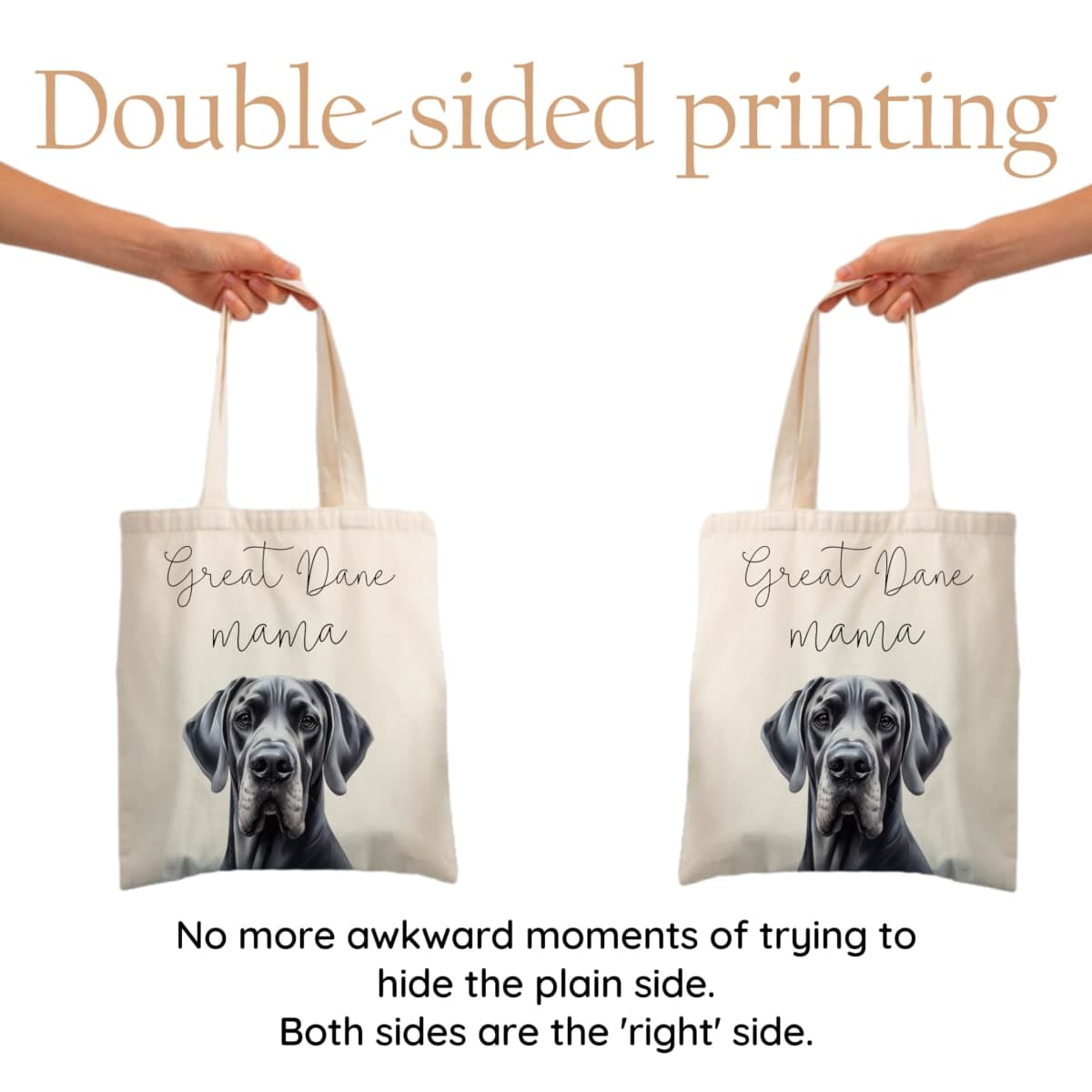 KGHYT Great Dane Mama Canvas Tote Bag for Dog Mom, Reusable Cotton Shoulder Bag, Large Breed Lover Gift.(064) thumbnail 4