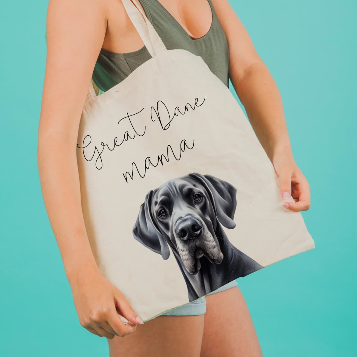 KGHYT Great Dane Mama Canvas Tote Bag for Dog Mom, Reusable Cotton Shoulder Bag, Large Breed Lover Gift.(064) thumbnail 5