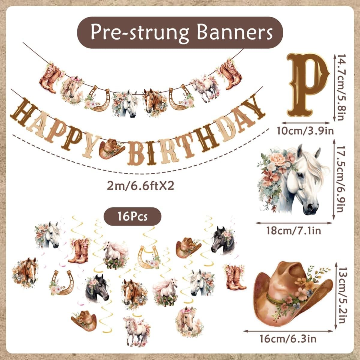 OBBOLO Horse Birthday Party Decorations for Girls, Cowgirl Hanging Swirl Decorations thumbnail 3
