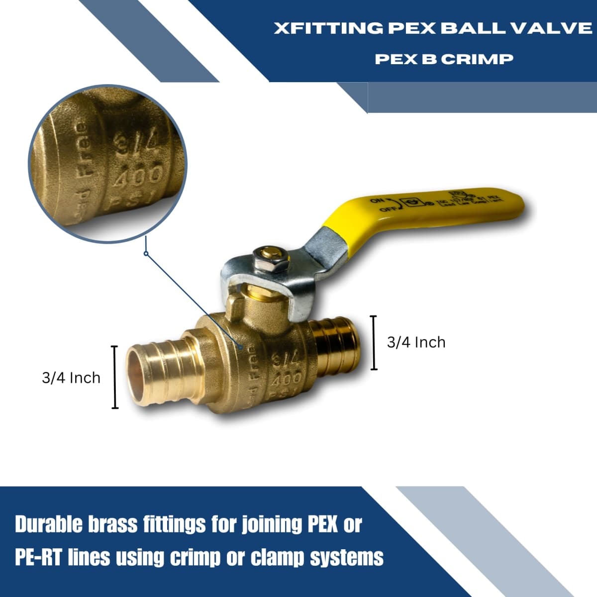 XFITTING 2 Pieces 3/4" Pex Ball Valve, 23-2-1=2X (2 Packs) thumbnail 2
