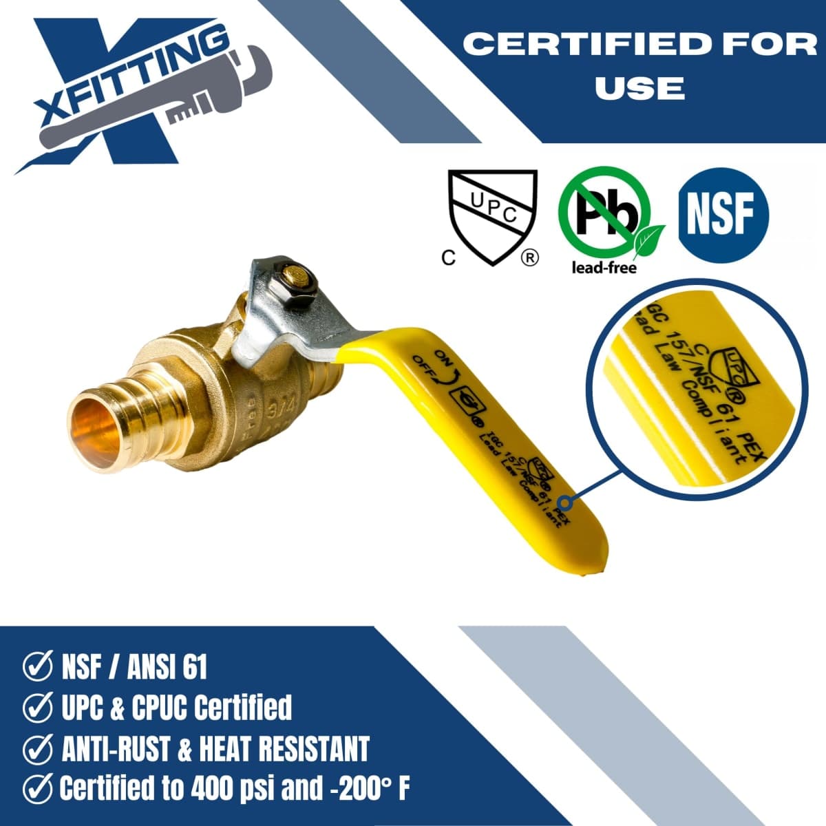 XFITTING 2 Pieces 3/4" Pex Ball Valve, 23-2-1=2X (2 Packs) thumbnail 3