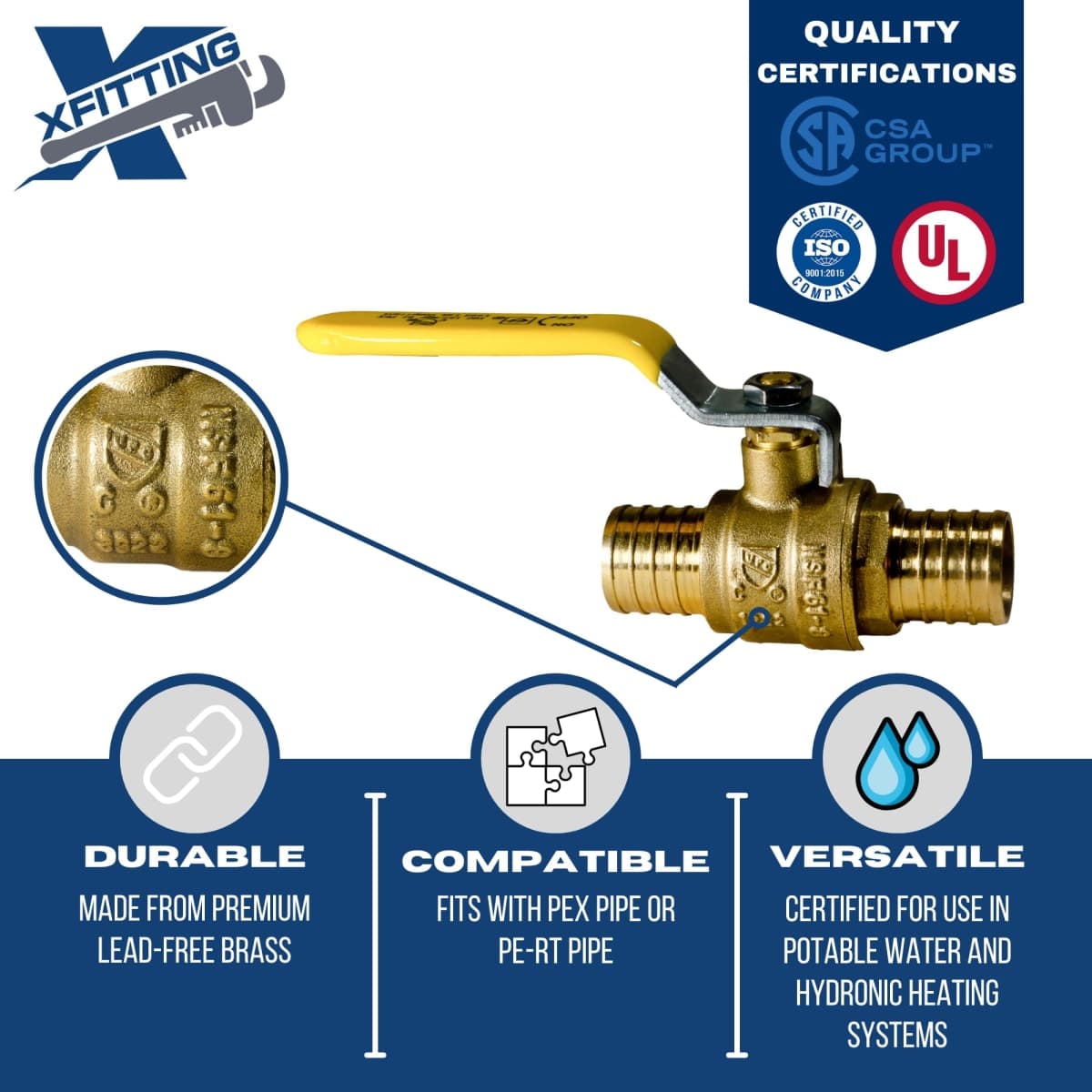 XFITTING 2 Pieces 3/4" Pex Ball Valve, 23-2-1=2X (2 Packs) thumbnail 4