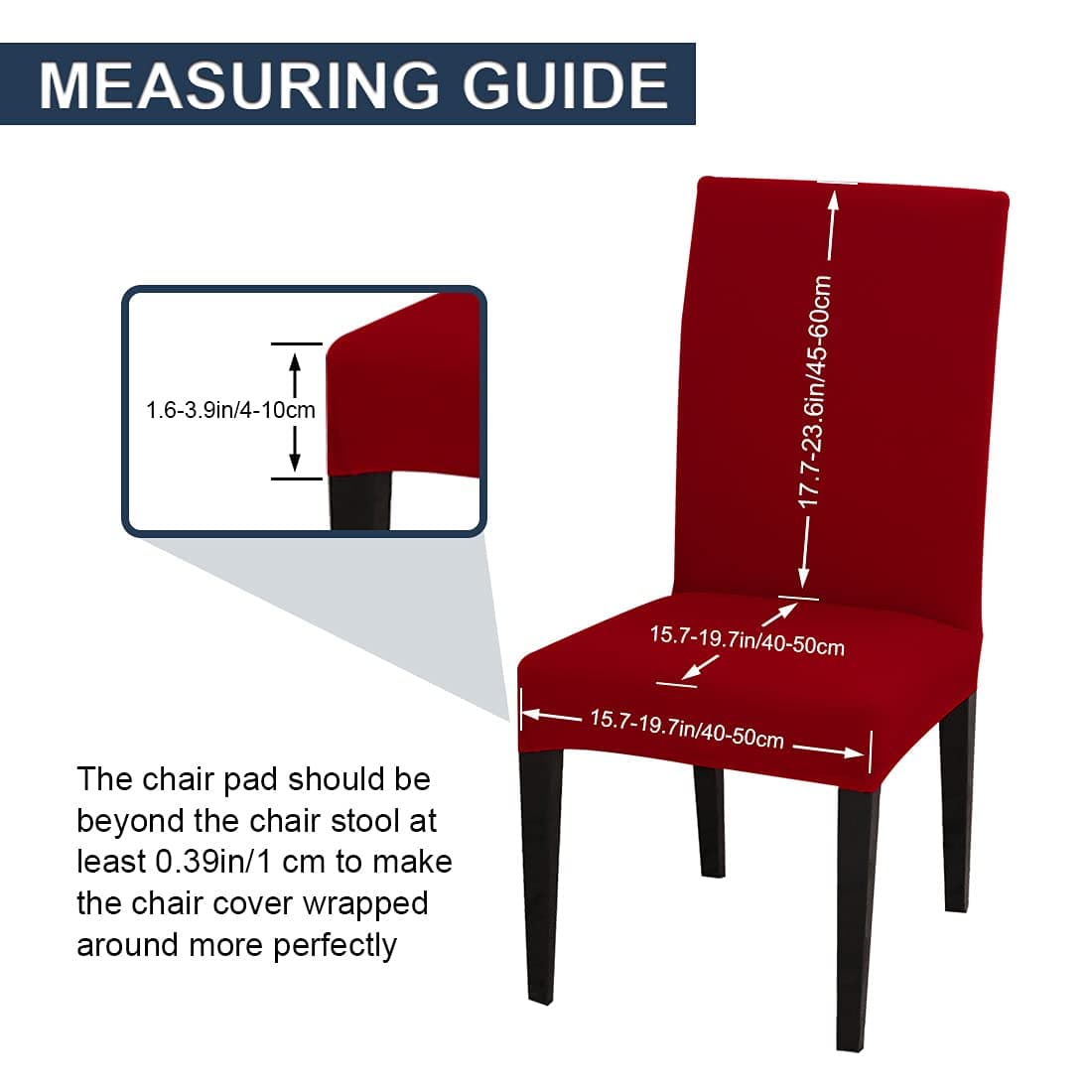 JQinHome 6 Pcs Dining Chair Slipcover,High Stretch Removable Washable Chair Seat Protector Cover for Home Party Hotel Wedding Ceremony (Red) thumbnail 3
