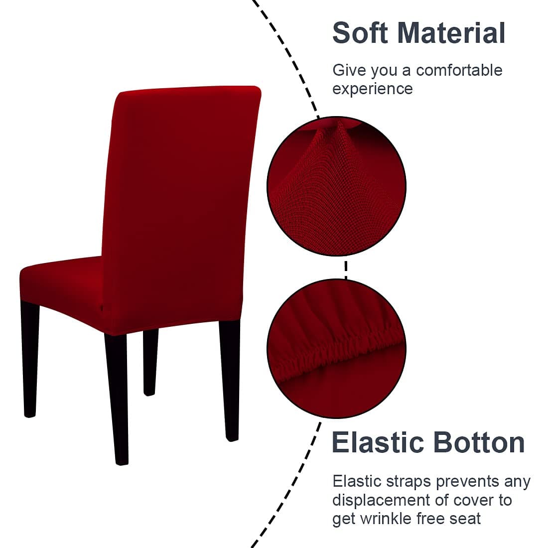 JQinHome 6 Pcs Dining Chair Slipcover,High Stretch Removable Washable Chair Seat Protector Cover for Home Party Hotel Wedding Ceremony (Red) thumbnail 4