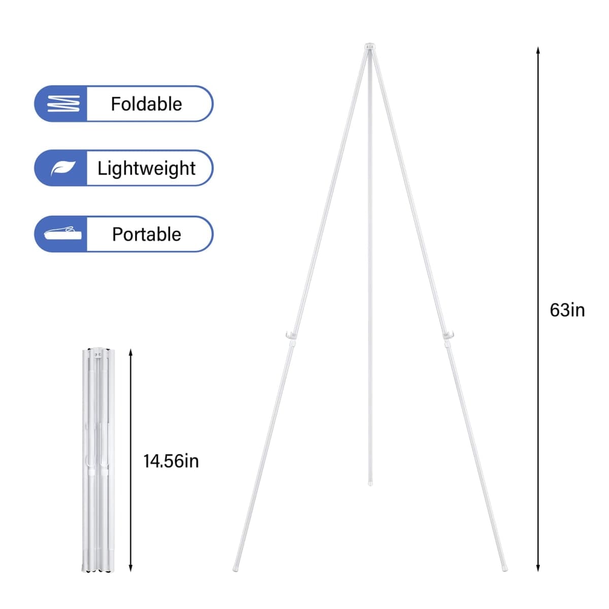 SunyesYoon Display Golden Easel Stand - 63" Artist Instant Tripod Collapsible Portable Floor Easel - Adjustable Art Poster Easy Folding Metal Stand for Display Show, Wedding, Painting thumbnail 3