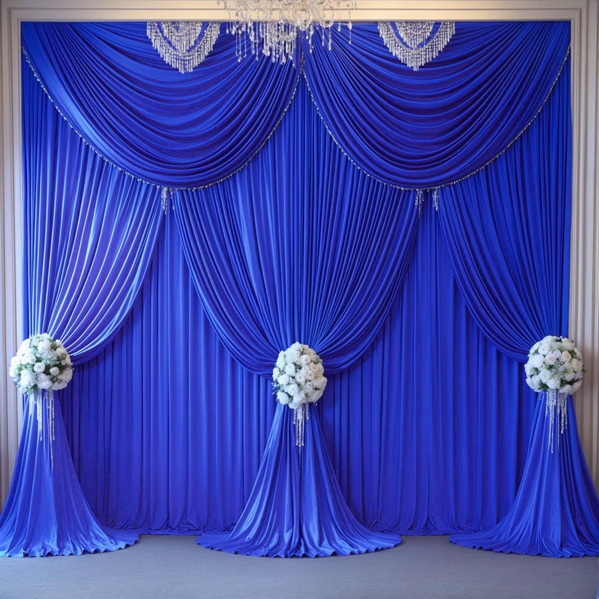 Royal Blue Backdrop Curtains 10 Panels - Wrinkle-Free Polyester Photography Drapes for Baby Shower & Birthday Party - 40 X 10FT thumbnail 4