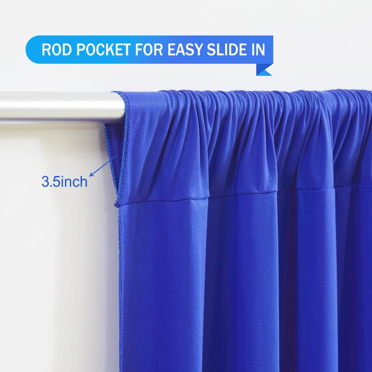 Royal Blue Backdrop Curtains 10 Panels - Wrinkle-Free Polyester Photography Drapes for Baby Shower & Birthday Party - 40 X 10FT thumbnail 5