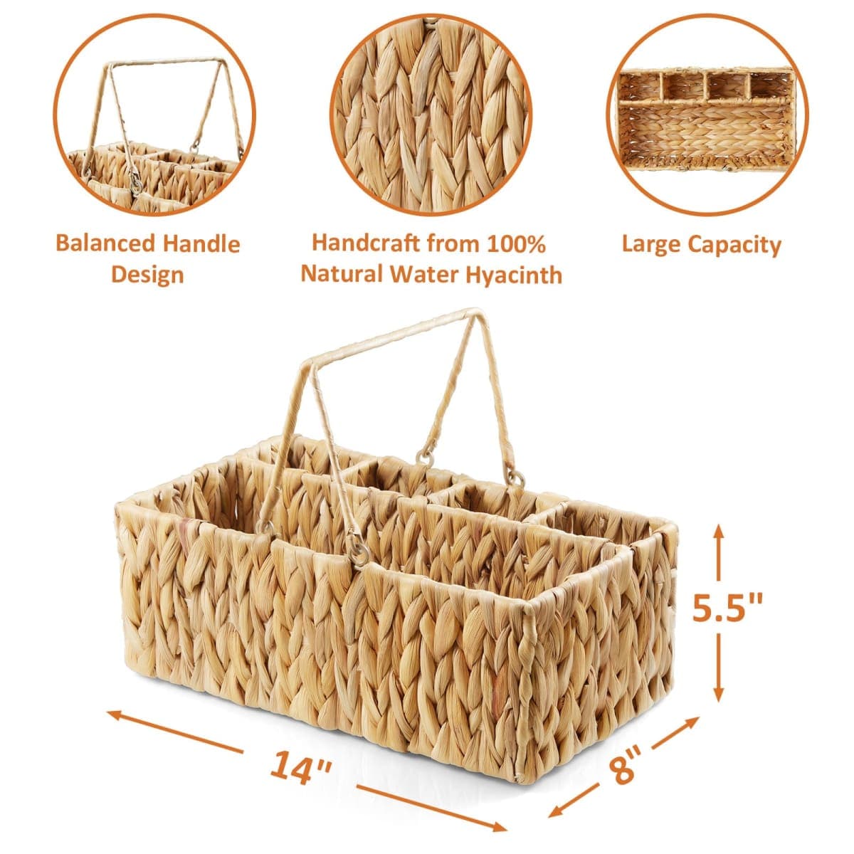 YCXNBHH Silverware Holder for Party, Utensil Caddy, Picnic Caddy for Plates and Utensils, Hosting Essentials Utensil Organizer, Water Hyacinth Woven Cutlery Silverware Basket thumbnail 3