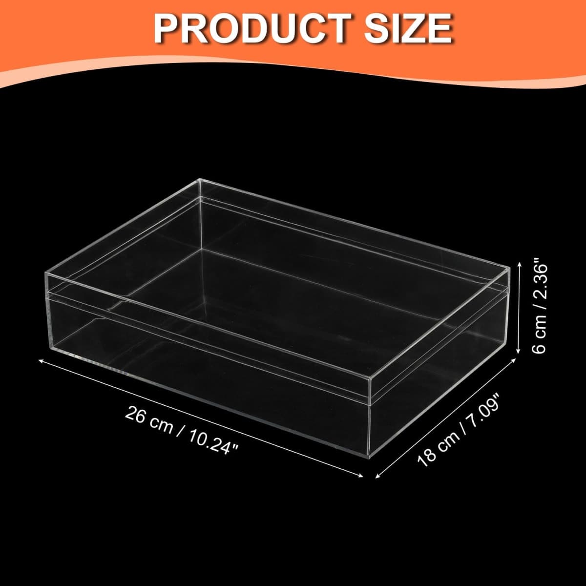PATIKIL Acrylic Box with Lid 10.24" x 7.09" x 2.36", Clear Acrylic Display Boxes Plastic Square Cube Containers Storage Organizer for Candy Tiny Jewelry Artwork Display thumbnail 2