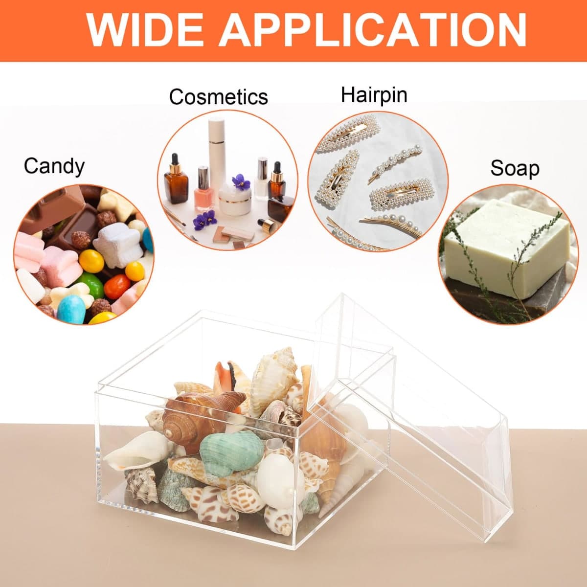 PATIKIL Acrylic Box with Lid 10.24" x 7.09" x 2.36", Clear Acrylic Display Boxes Plastic Square Cube Containers Storage Organizer for Candy Tiny Jewelry Artwork Display thumbnail 5