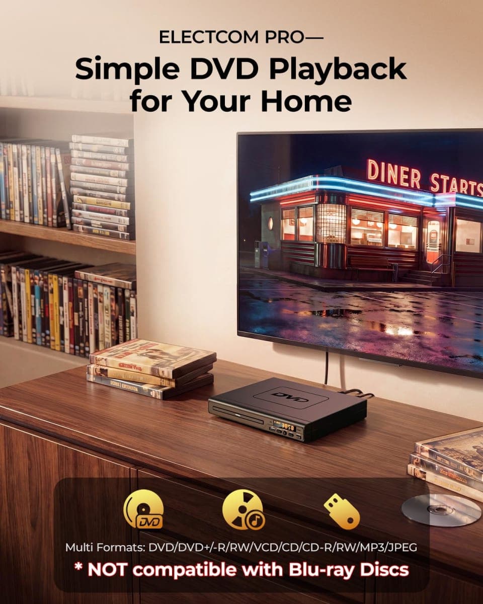 DVD Players for TV with HDMI, DVD Players that Play All Regions, Simple DVD Player for Elderly, CD Player for Home Stereo System, Included HDMI and RCA Cable thumbnail 2