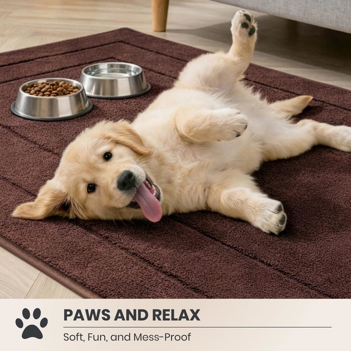PURRUGS Dirt Trapping Door Mat 32" x 47", Non-Slip/Skid Machine Washable Entryway Rug, Dog Doormat, Super Absorbent Welcome Mat for Muddy Wet Shoes and Paws, Brown thumbnail 3
