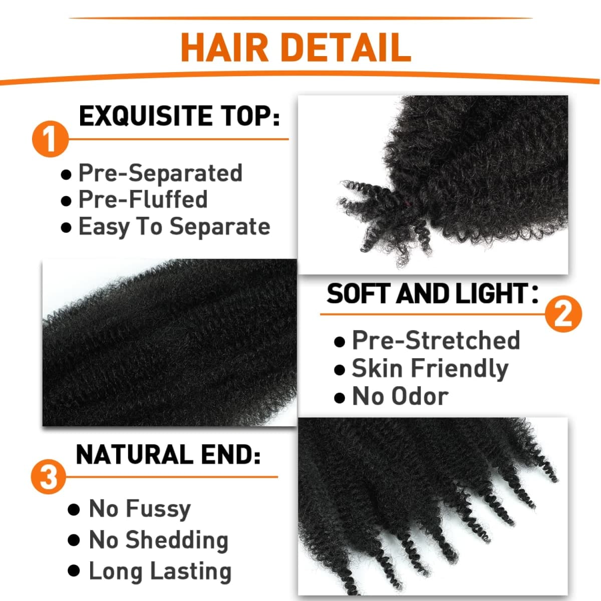 GZVIS Springy Afro Hair Extensions 12 Inch 3 Packs Kinky Hair Black Pre Foamed Marley Hair Extensions for Black Women 12 Inch 1B thumbnail 3