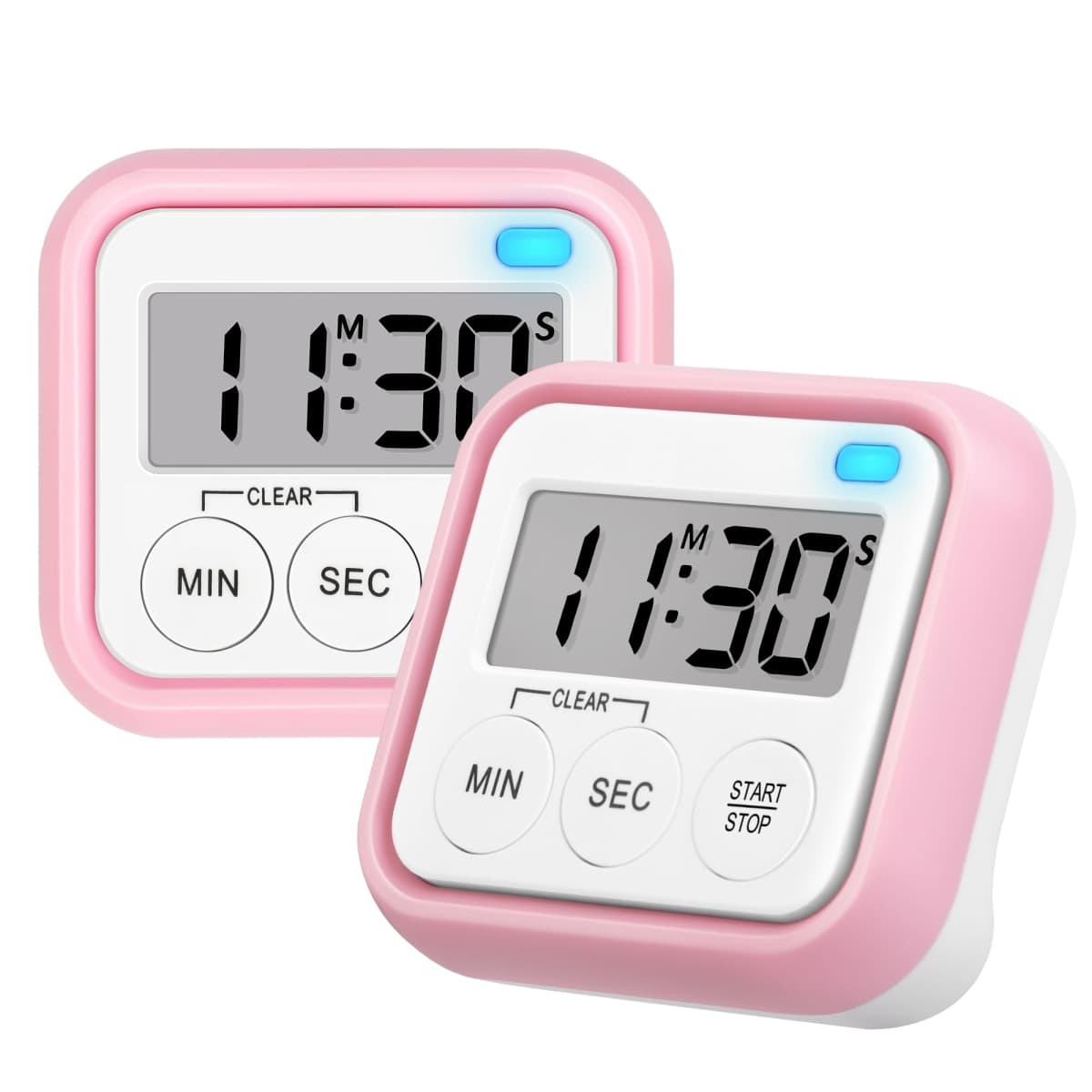2 Pack Timers for Kids Teachers with Large Numbers and Loud Alarms Kitchen Timers for Cooking, Pink — image 1