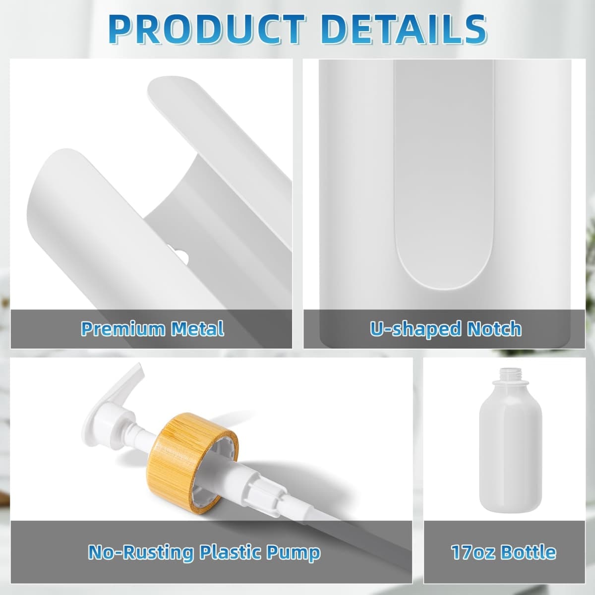 VITVITI Mouthwash Dispenser for Bathroom, Mouth Wash Dispenser Wall Mounted with Cup Holder, 17OZ Refillable Mouthwash Pump Container, Plastic/Bamboo/Metal, White thumbnail 5