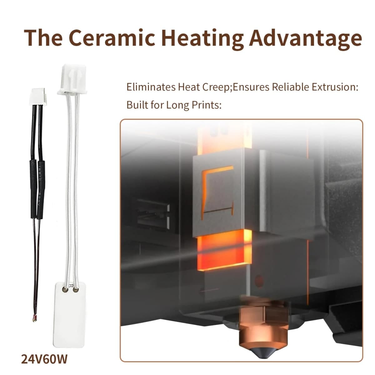 0.4MM Centauri Ceramic Hotend with Bimetal Nozzle, 3D Printer Print Head Extruder Part for Elegoo CC Accessories with Extra 3 Hardened Steel Nozzles, 2 Silicone Covers and Nozzle Cleaner thumbnail 3