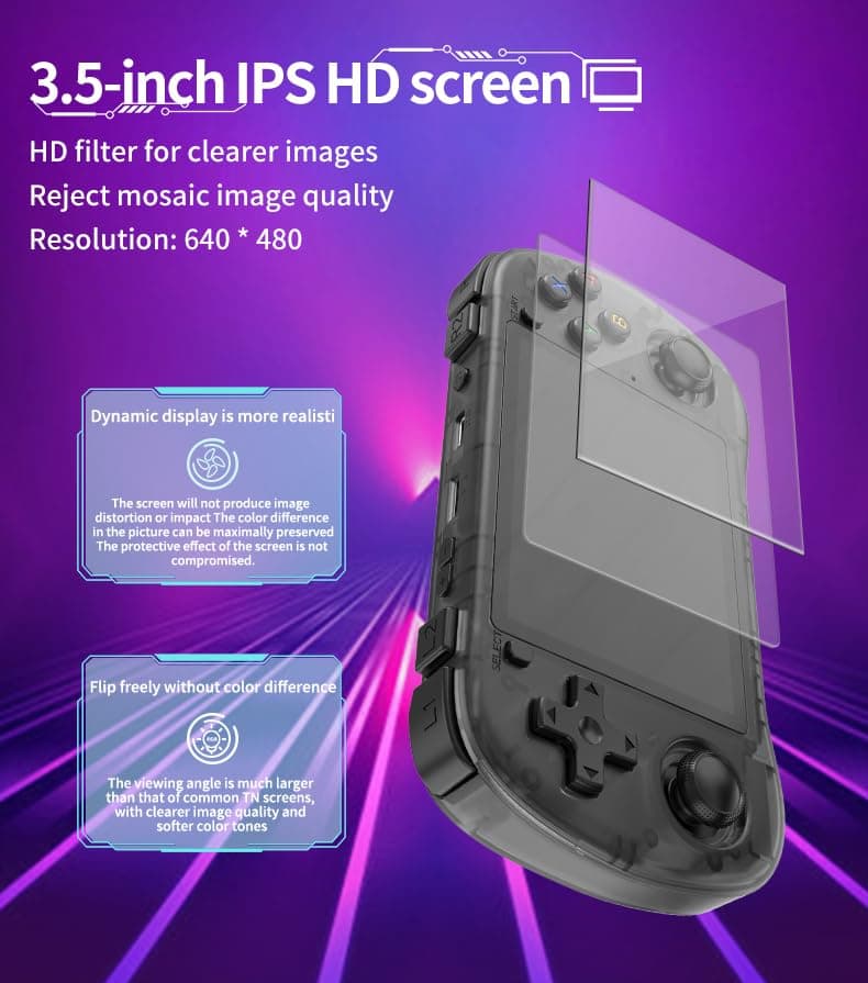 Powkiddy X35H Retro Handheld Game Console, - 10,000+ Games, 3.5" IPS, HDMI TV-Out, 4-6 Hour Playtime, Hall Joysticks, 64GB+ Dual Slots (White) thumbnail 3