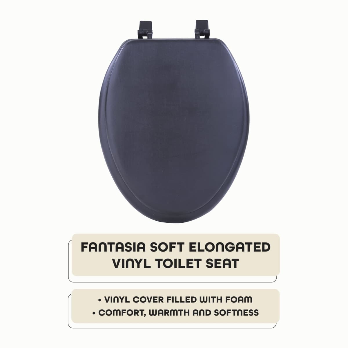 Achim Home Furnishings TOVYELBK04 Fantasia Elongated Toilet Seat, 19-Inch, Soft Black thumbnail 2
