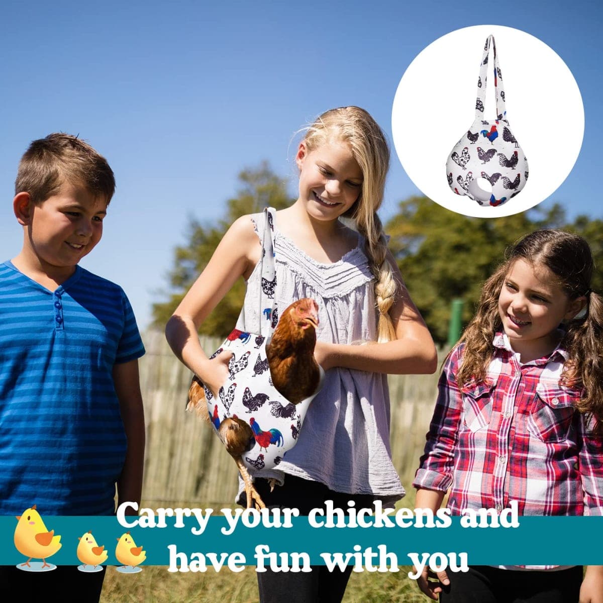 Paterr 2 Pack Chicken Holder Bag, Chicken Carrier Sling Catching Hand Bag Hen Sling with Handle Farm Supplies for Hen Rooster Transport Traveling Hiking Driving(White,11.8 x 11.8 Inch) thumbnail 2