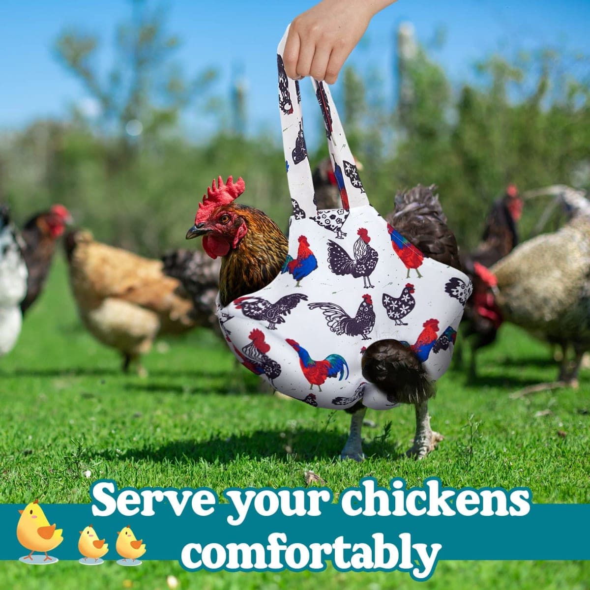 Paterr 2 Pack Chicken Holder Bag, Chicken Carrier Sling Catching Hand Bag Hen Sling with Handle Farm Supplies for Hen Rooster Transport Traveling Hiking Driving(White,11.8 x 11.8 Inch) thumbnail 5