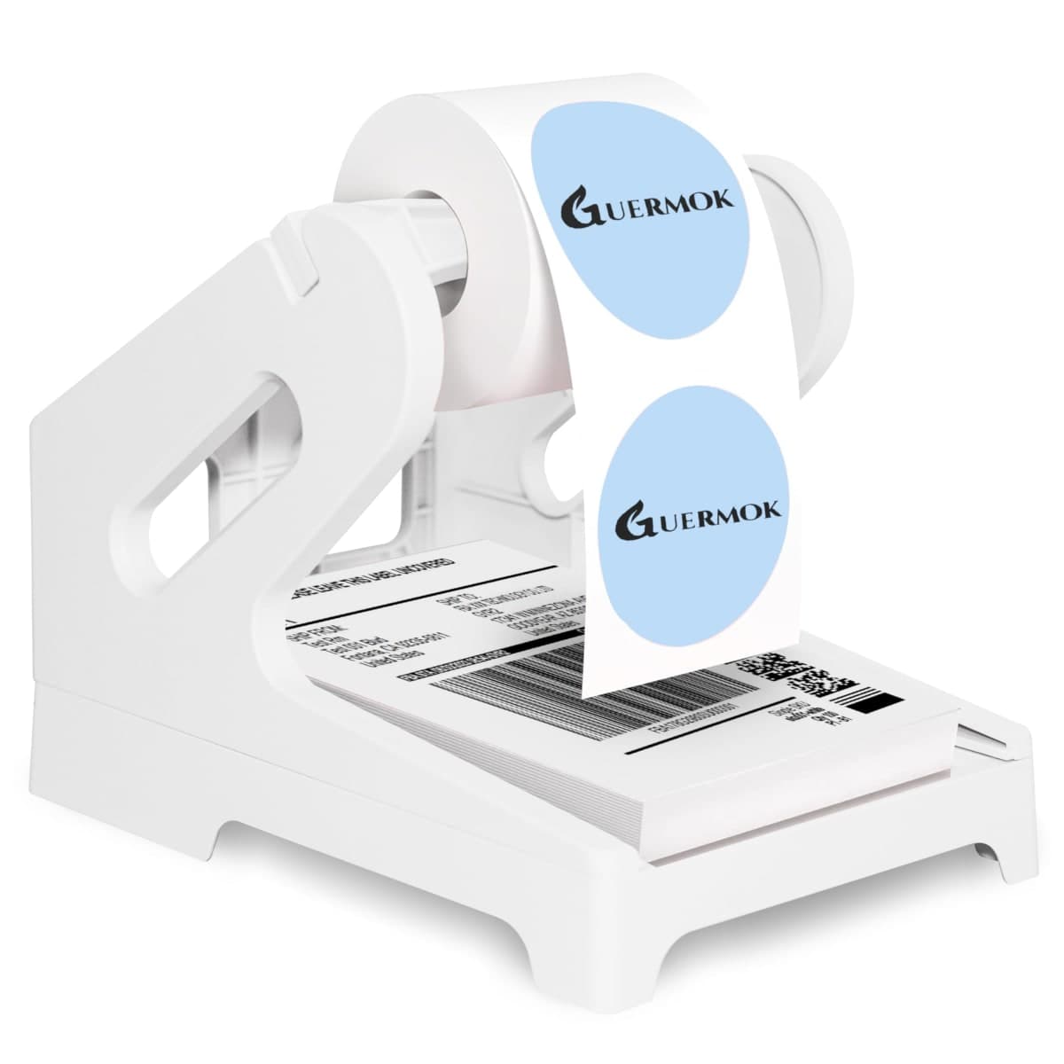 Guermok Thermal Shipping Label Holder for Rolls & Fan-Fold, Fragile Stickers for Shipping, Label Stand Desktop Printer Holder-Home Office Accessory- Sticker Dispenser for Holographic Vinyl — image 1