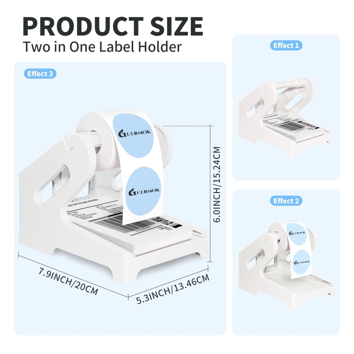 Guermok Thermal Shipping Label Holder for Rolls & Fan-Fold, Fragile Stickers for Shipping, Label Stand Desktop Printer Holder-Home Office Accessory- Sticker Dispenser for Holographic Vinyl thumbnail 2