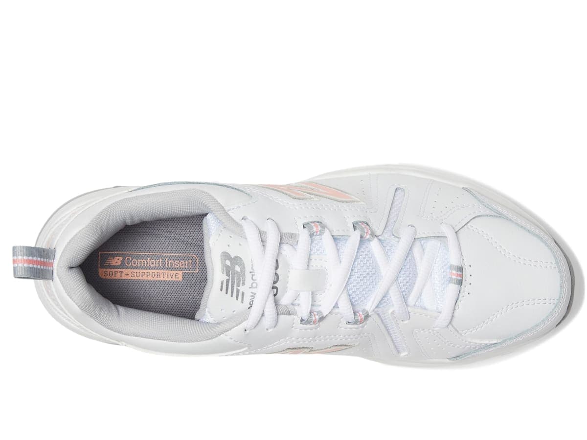 New Balance Women's 608 V5 Casual Comfort Cross Trainer, White/Pink, 7 W thumbnail 2