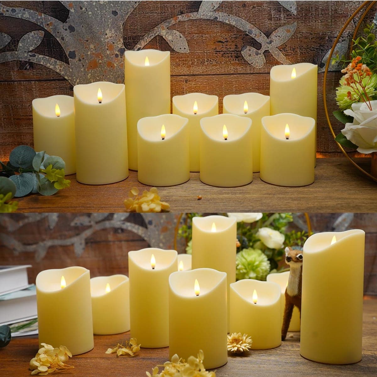 Nimiko Waterproof Flameless LED Battery Operated Candles, Ivory, 9 Pack thumbnail 3