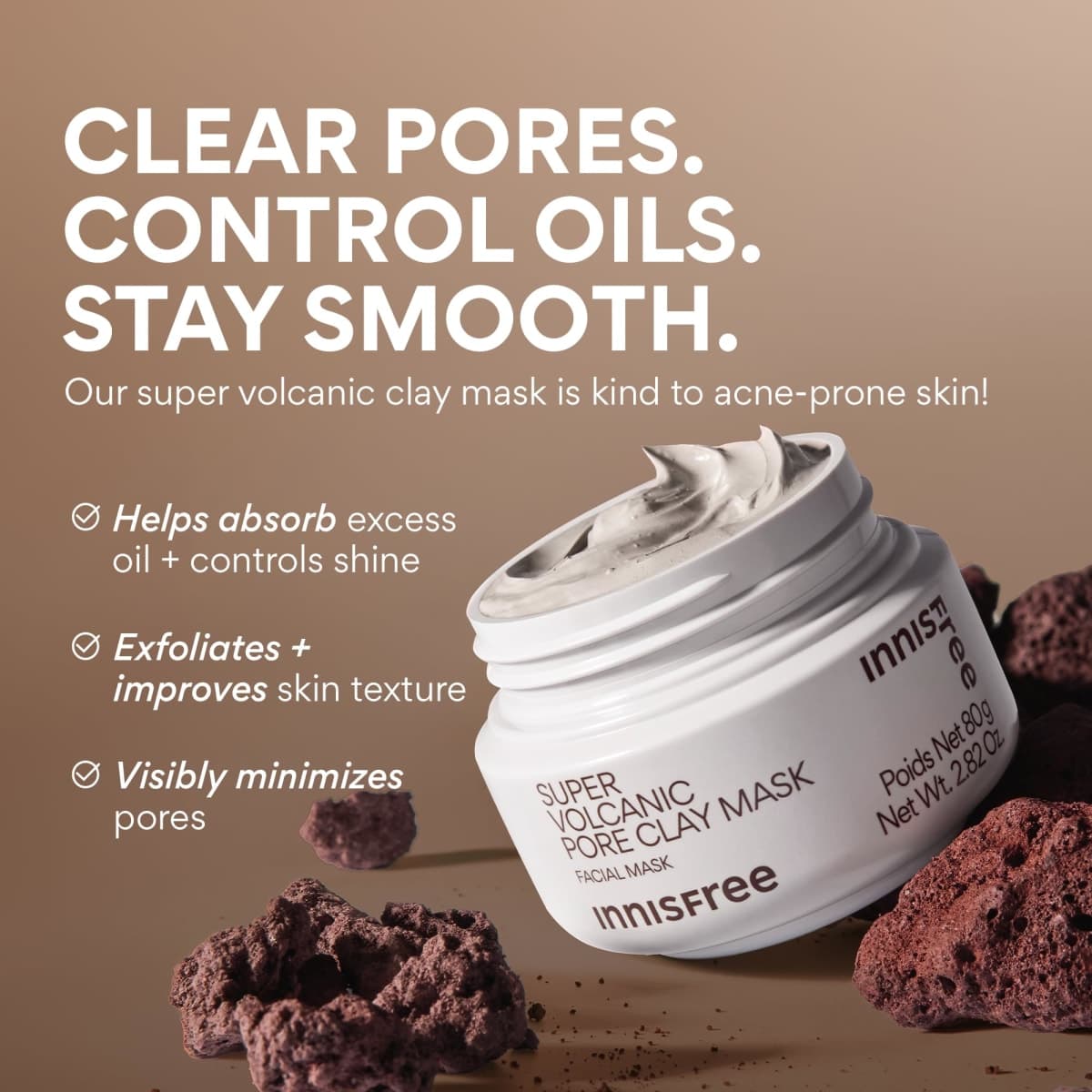 Innisfree Super Volcanic Clay Mask, Premium Korean Skincare with AHA and Natural Clusters for Deep Pore Detox, Gentle Exfoliation, Oil Control thumbnail 2