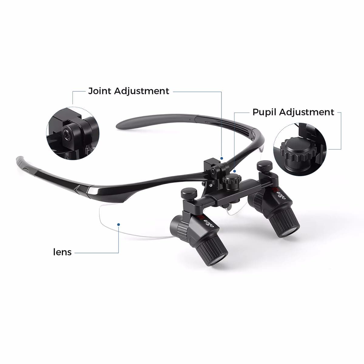 Koultona 3.0X/4.0X/5.0X/6.0X Magnification Ergo Loupes Ergonomic Ultralight Binocular Loupe Adjustable Magnifying Glasses (6.0X) thumbnail 3