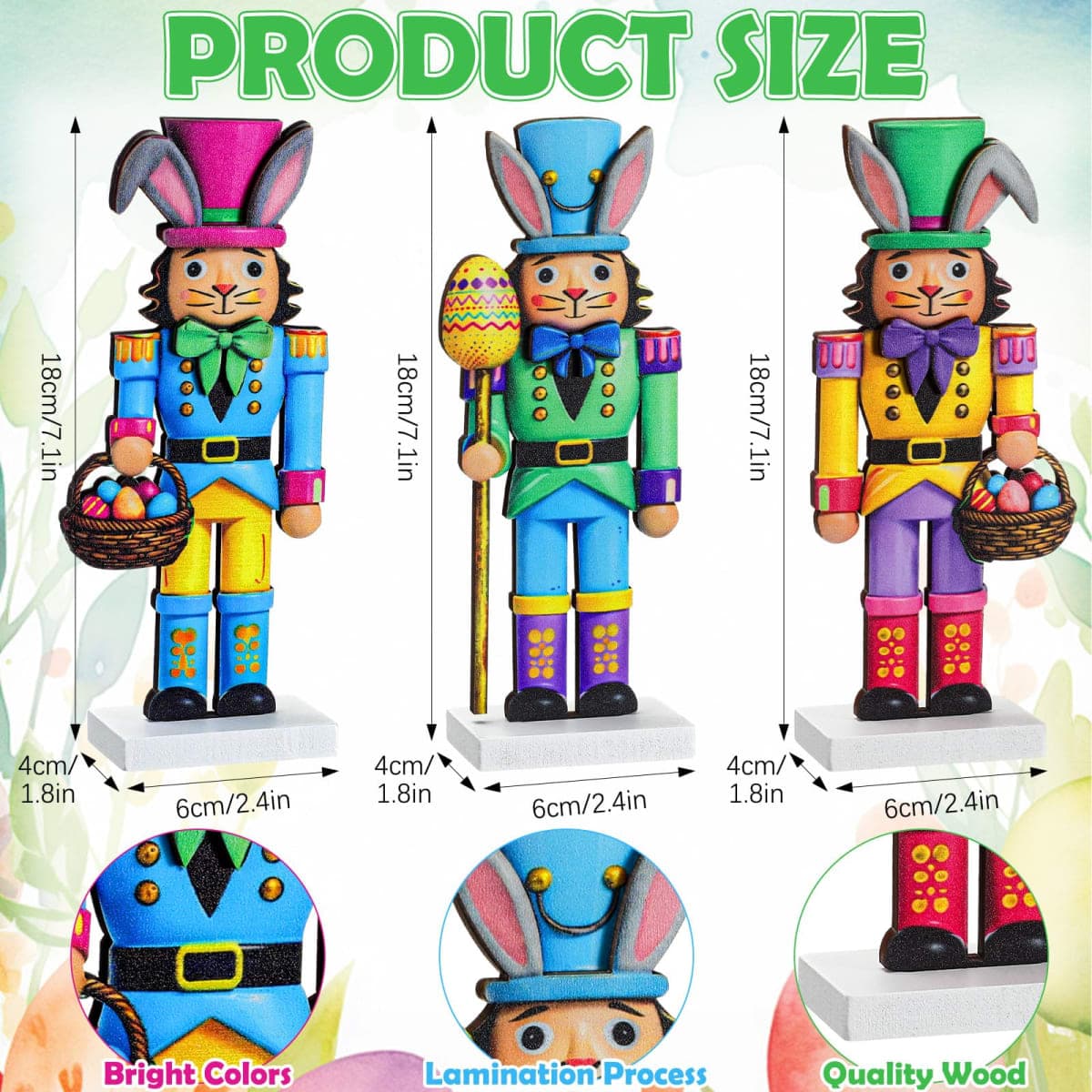 Thyle 3 Pcs 4th of July Nutcracker Soldier Decorations 7 in Patriotic Wooden Nutcracker Figures Wood Veneer Vintage Independence Day Tabletop Decoration for Fireplace Collectible Gifts(Red and Blue) thumbnail 2