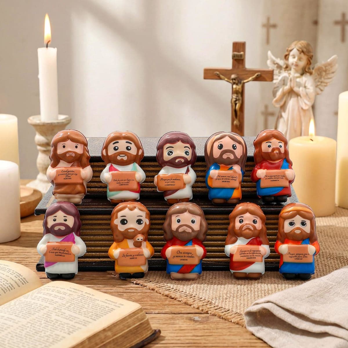 Sotiff 20 Pcs Christian Valentine Gift Bulk Mini Jesus Figures Foam Stress Relief Gift Inspirational Christian Stress Ball Religious Party Favor for Mom Dad Wife Family Church Teacher Friend (Spanish) thumbnail 4