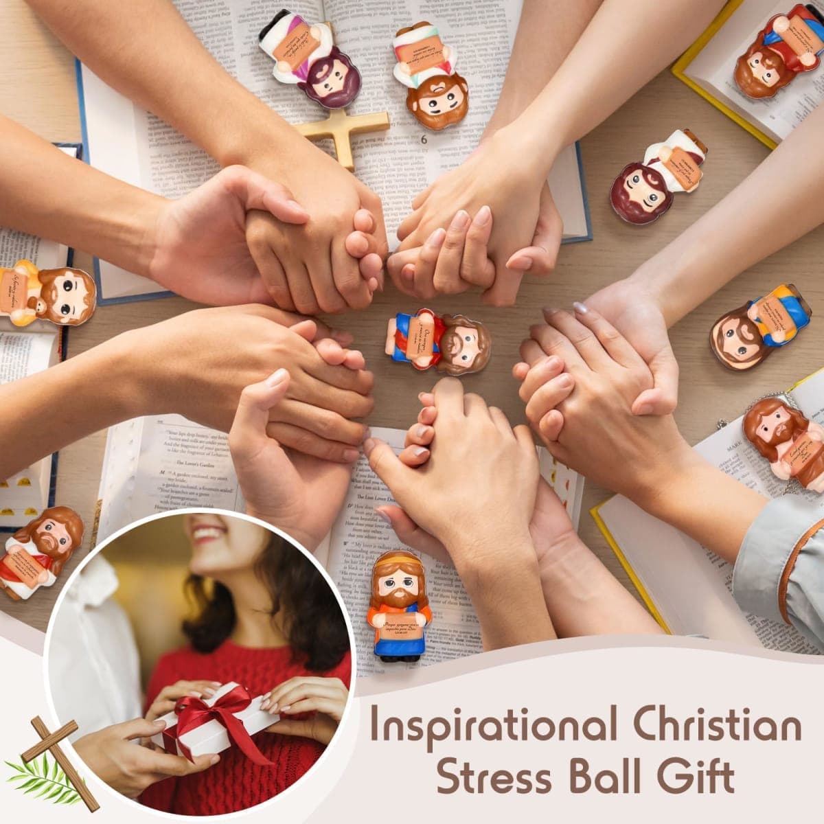 Sotiff 20 Pcs Christian Valentine Gift Bulk Mini Jesus Figures Foam Stress Relief Gift Inspirational Christian Stress Ball Religious Party Favor for Mom Dad Wife Family Church Teacher Friend (Spanish) thumbnail 5