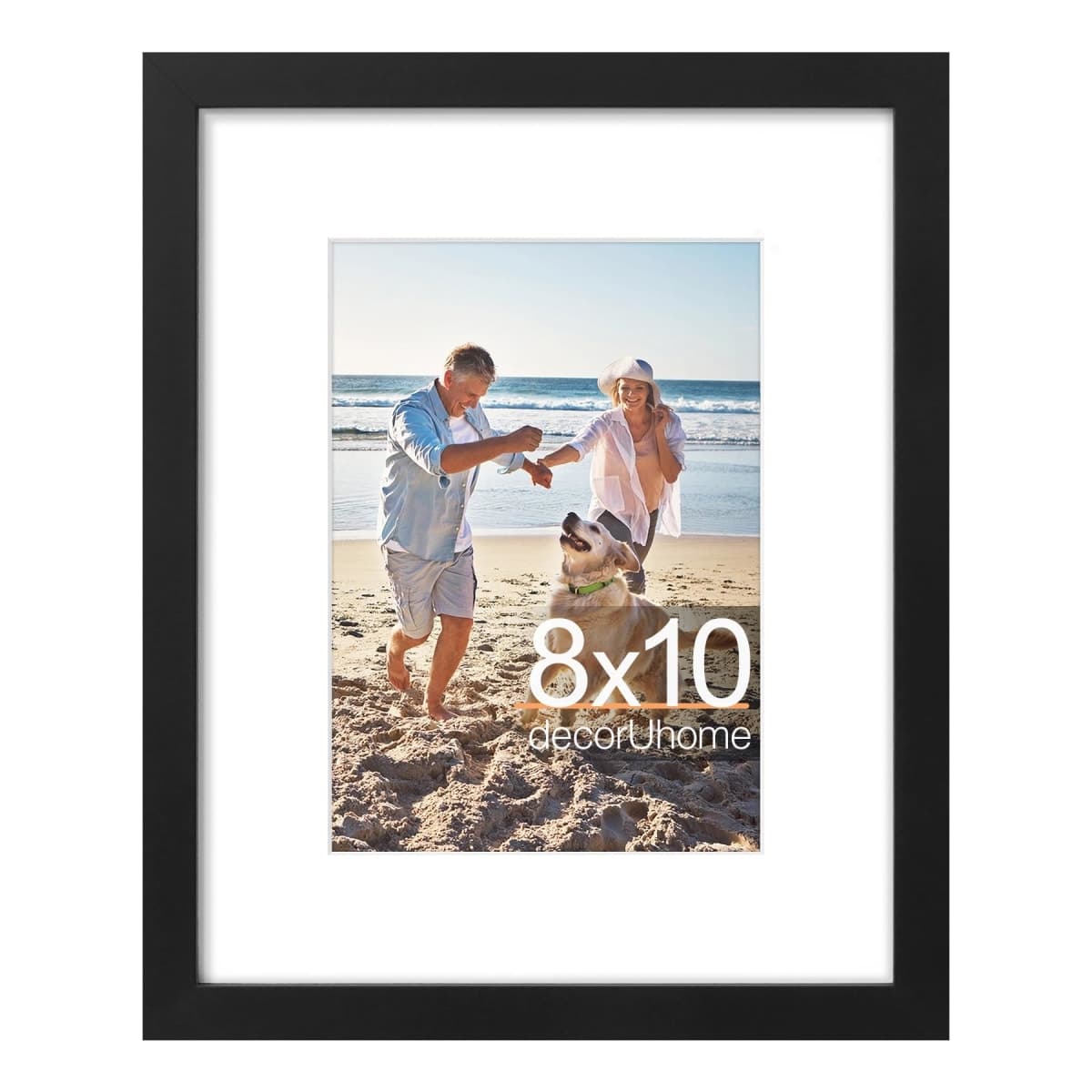decorUhome 8x10 Picture Frame, Display Pictures 5x7 with Mat or 8x10 without Mat, Wall & Tabletop Display Photo Frame, Black, 1 Pack