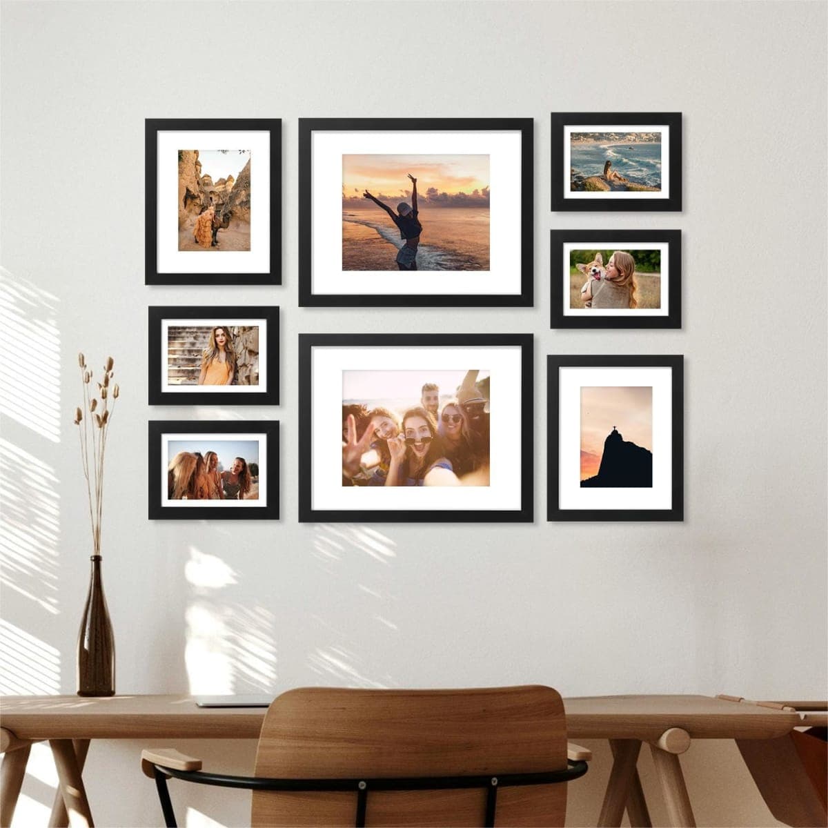 decorUhome 8x10 Picture Frame, Display Pictures 5x7 with Mat or 8x10 without Mat, Wall & Tabletop Display Photo Frame, Black, 1 Pack thumbnail 5