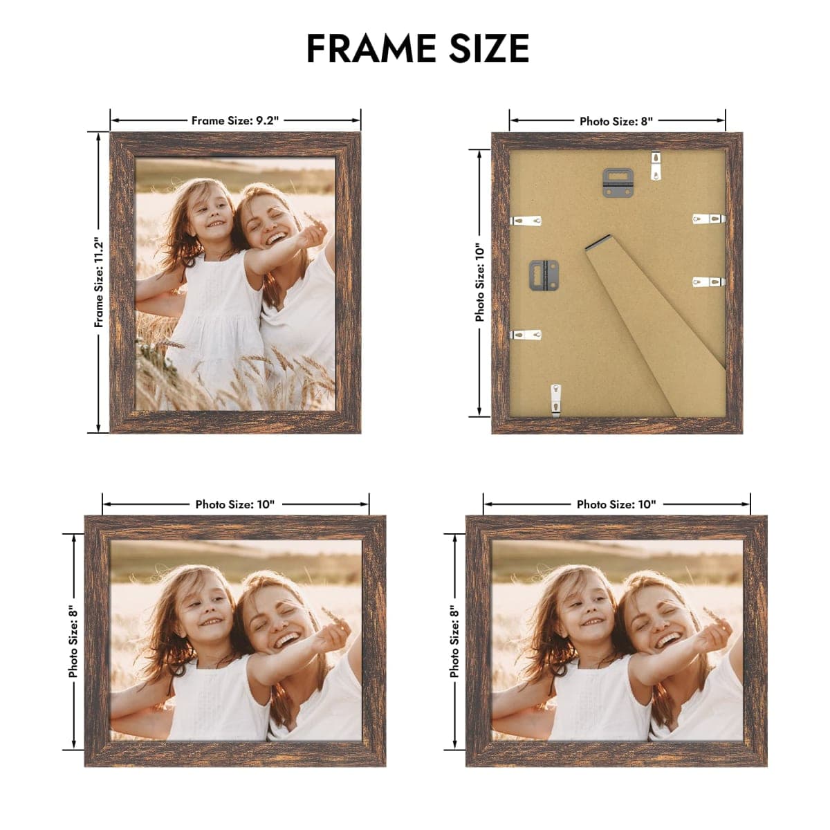 Hongkee 8x10 Picture Frame, Made of Real Glass and Wooden Frame, Horizontal and Vertical Display for Wall or Tabletop (Rustic Brown, 1 Pack) thumbnail 2