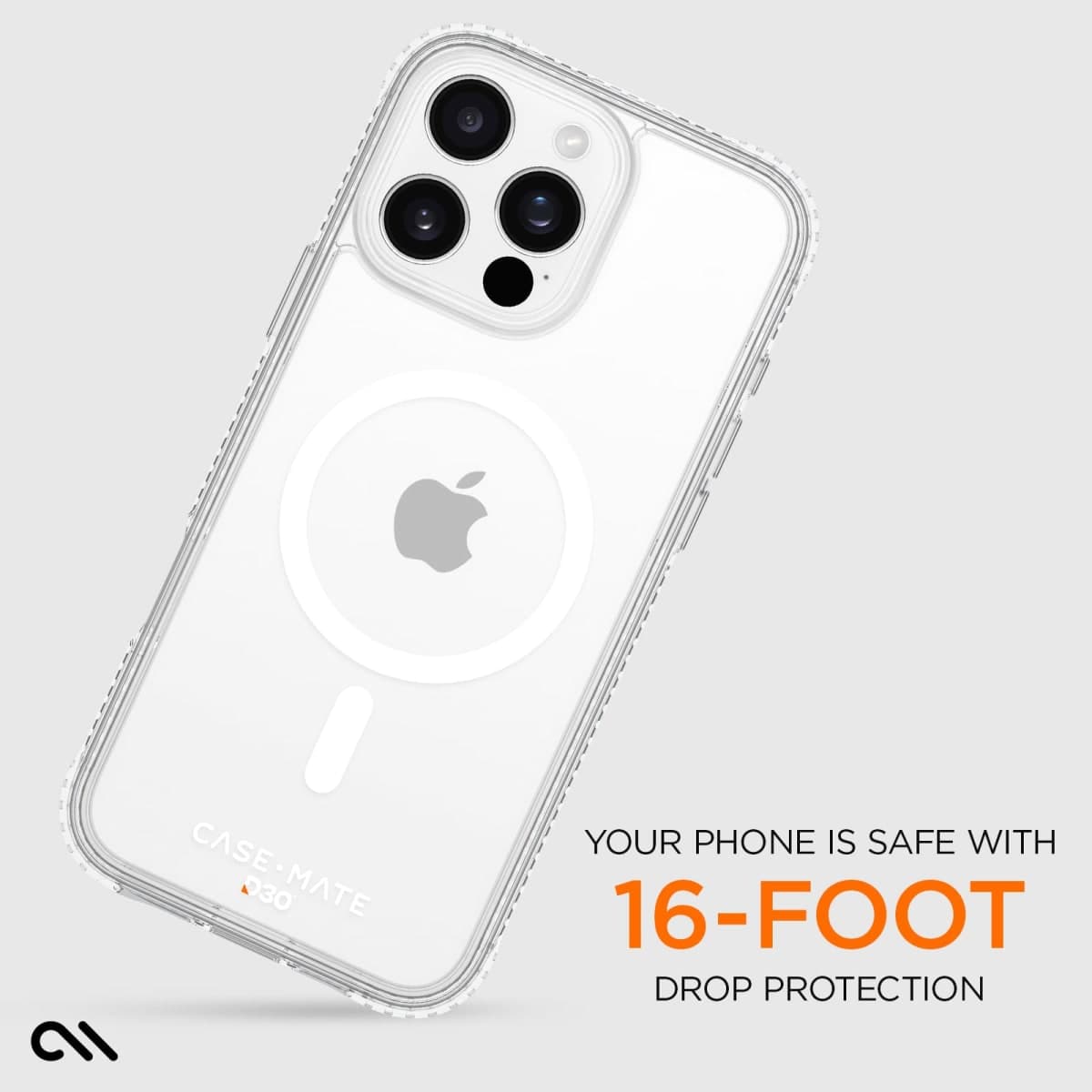 Case-Mate iPhone 16 Pro Max Case [Compatible with MagSafe] Tough Shockproof Phone Case with 16ft D3O Drop Protection - Premium Rugged Cover for iPhone 16 Pro Max - Clear thumbnail 3