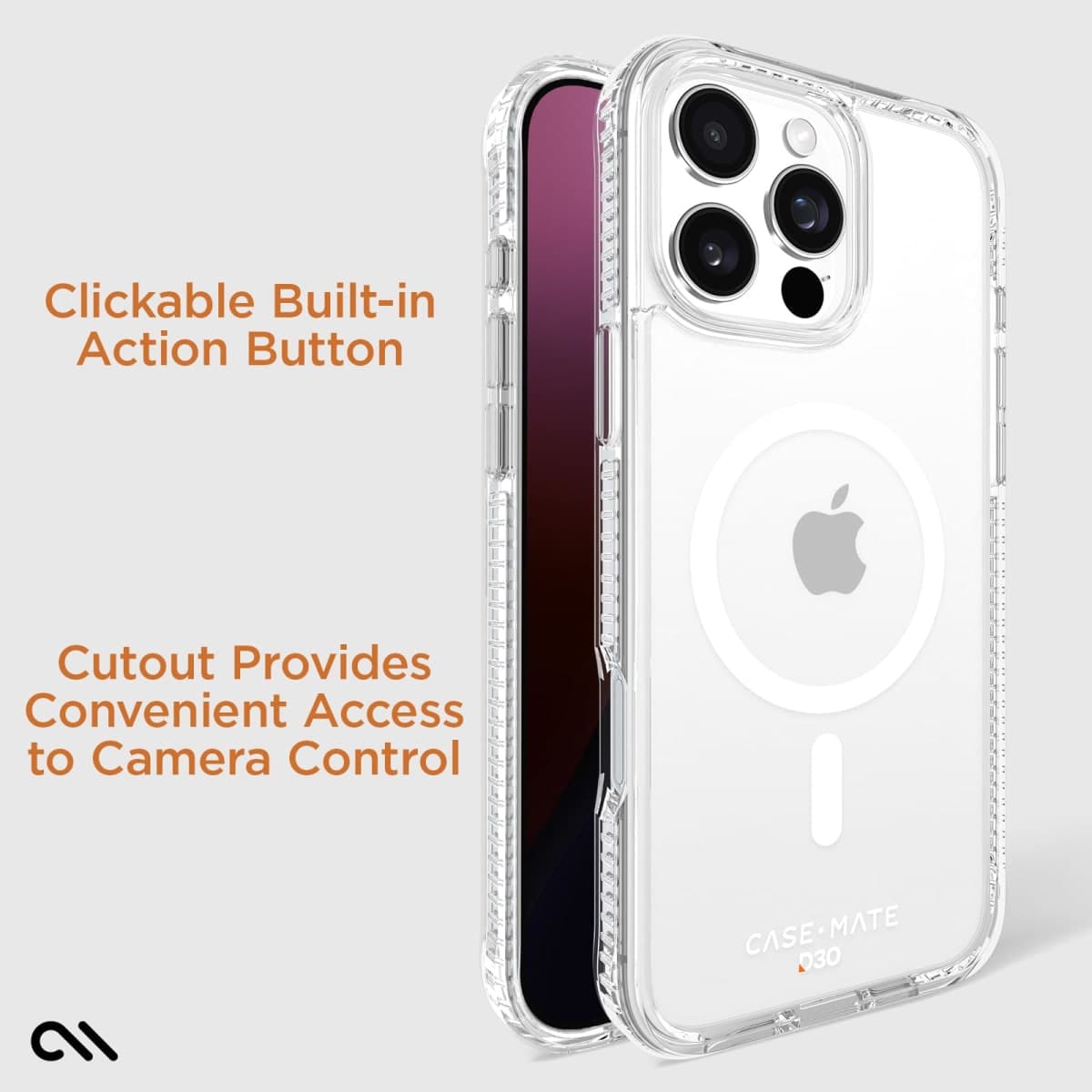 Case-Mate iPhone 16 Pro Max Case [Compatible with MagSafe] Tough Shockproof Phone Case with 16ft D3O Drop Protection - Premium Rugged Cover for iPhone 16 Pro Max - Clear thumbnail 4