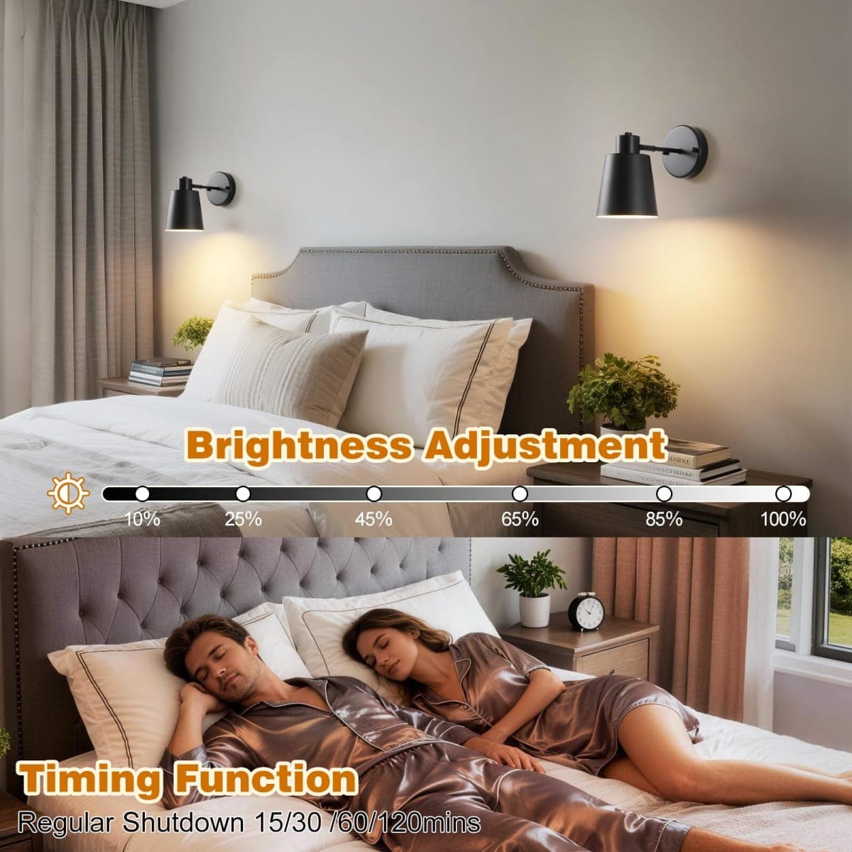 Black Battery Operated Wall Sconces Set of Two with Remote, Rechargeable Battery Powered Wall Lights, 3 Color Temperature, Dimmable, Modern Wireless Wall Lamps for Bedroom Living Room Hallway thumbnail 4