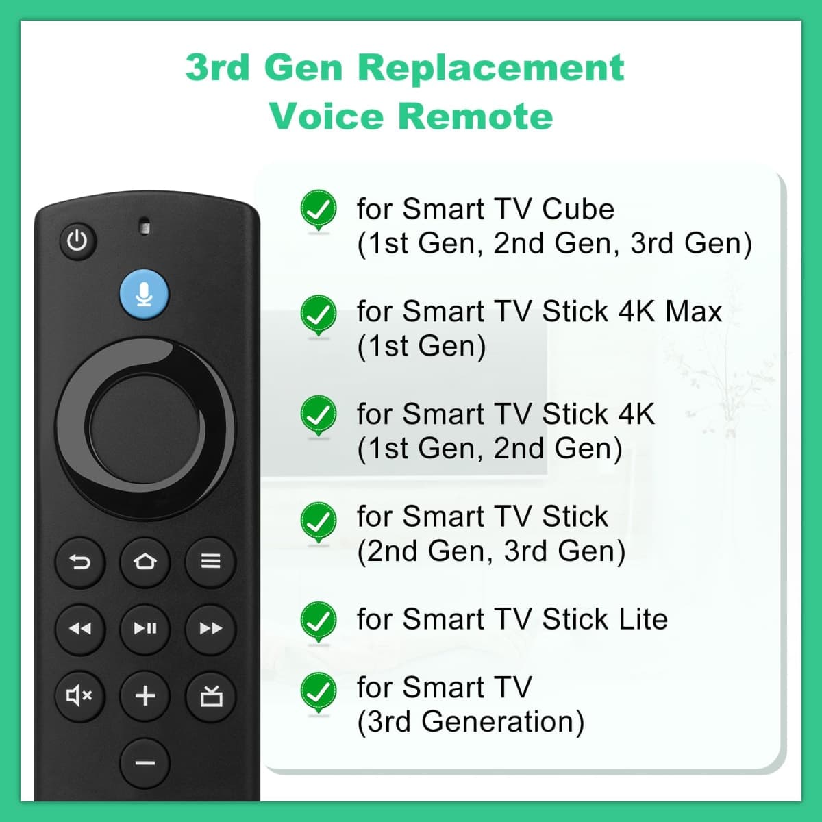 Replacement Voice Remote Control fit for Fire Smart TV Stick,TVs 4K/Lite/4K Max,TV Cube(1st Ge/2nd Gen),Smart TVs(3rd Gen),Not for Samsung/Roku TV thumbnail 2
