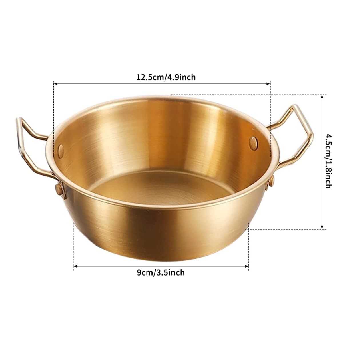 Small Stainless Steel Mixing Bowl, 4.7 Inch Gold Serving Bowl with Double Handles, Mini Sauce Dish for Dipping, Salad, Snack, Soup, Meal Prep, for Home, Restaurant, Camping, Outdoor, Dishwasher Safe thumbnail 2