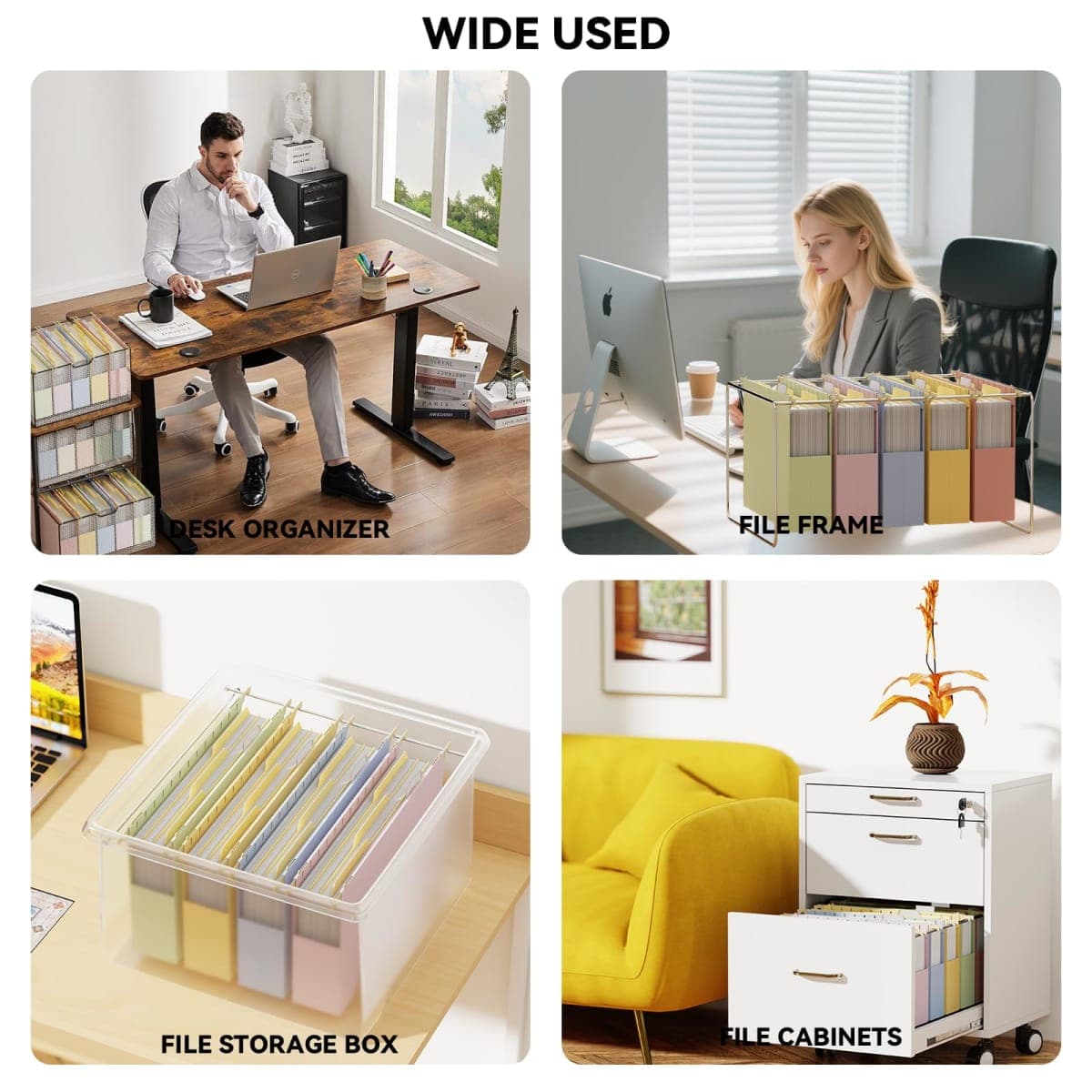 Ansook Legal Size Hanging File Folders Extra Capacity, Heavy Duty 2 Inch Expansion Plastic File Folders Hanging with Tabs,12 Pack Pastel File Cabinet Folders, Expandable Hanging File Folder Organizer thumbnail 4