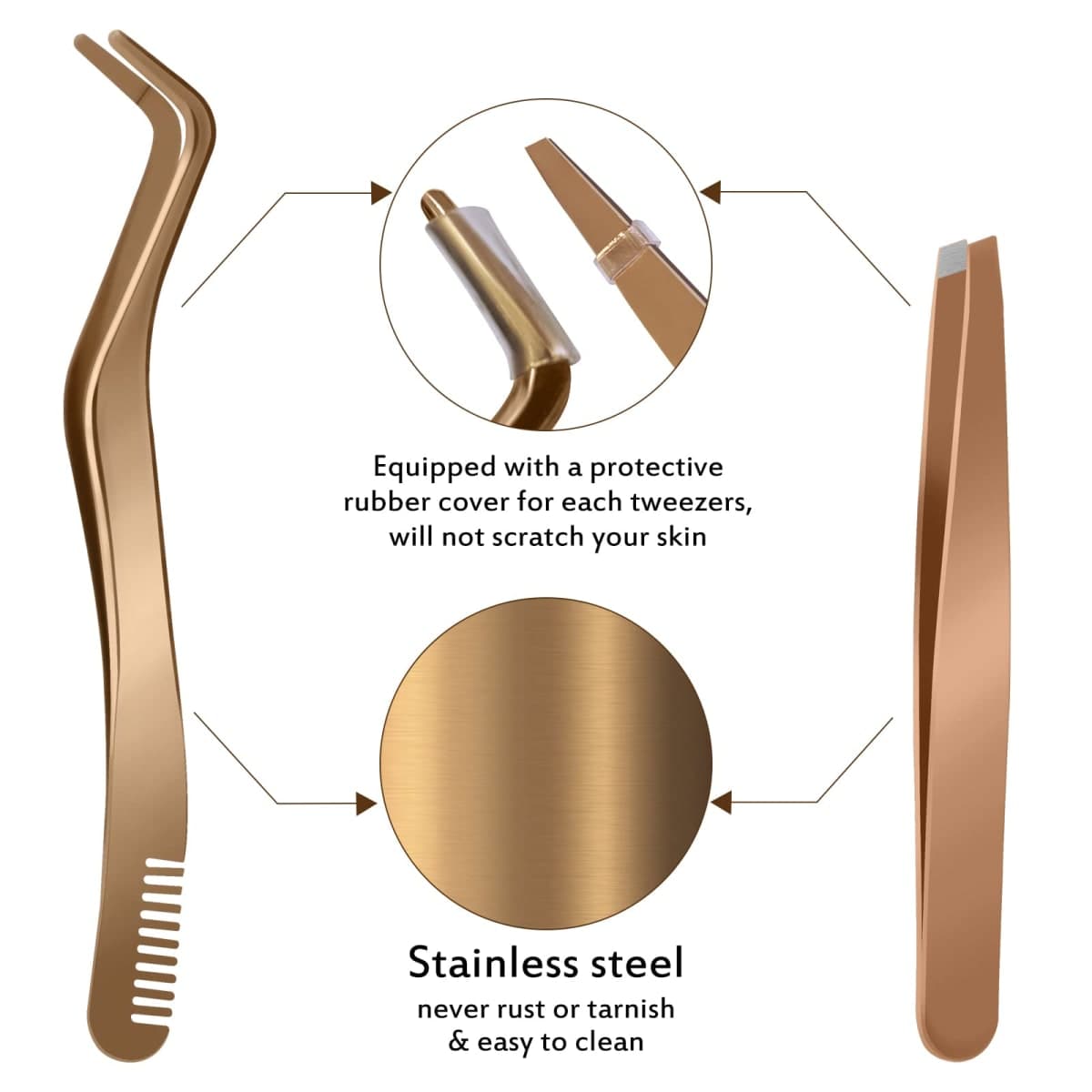 B&Qaugen False Eyelash Applicator Tool 2 pieces for Lash Clusters, Gold DIY Eyelash Tweezers Set (Golden,2pcs) thumbnail 4