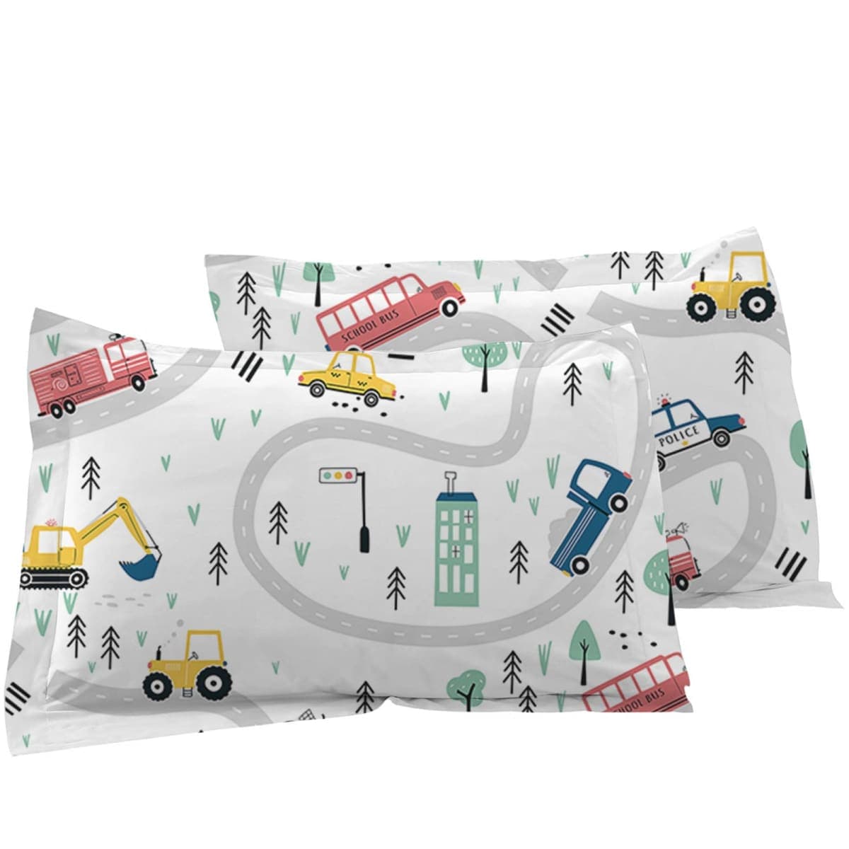 Yasida Car Sheet Sets for Kids Cute Cartoon Truck Bed Queen Size Fitted Sheets Boys 3D Plants Print Bedding Set Soft Microfiber Bedroom Decor(3pc) thumbnail 4